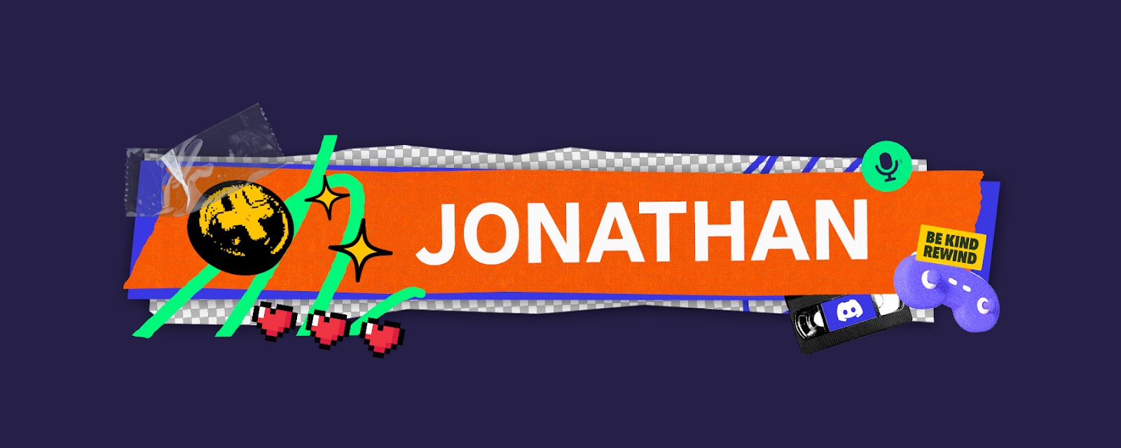A stylized nameplate that says “Jonathan.”
