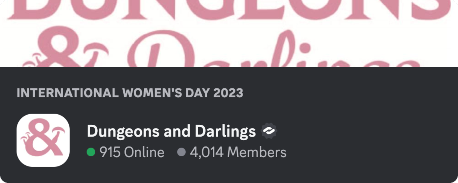The server icon, name, and banner for the partnered “Dungeons and Darlings” server.