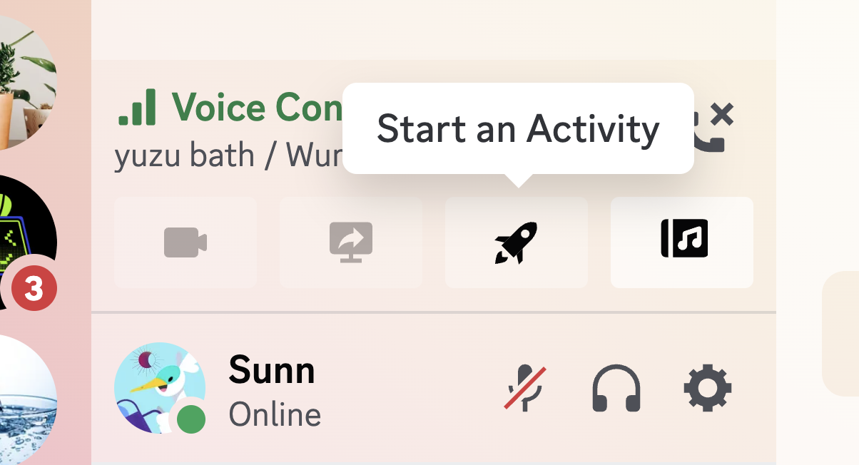 A screenshot of the desktop Discord app. A new button with an icon of a Rocket Ship is displayed.