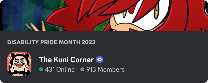 Server invite artwork for the featured server "The Kuni Corner."