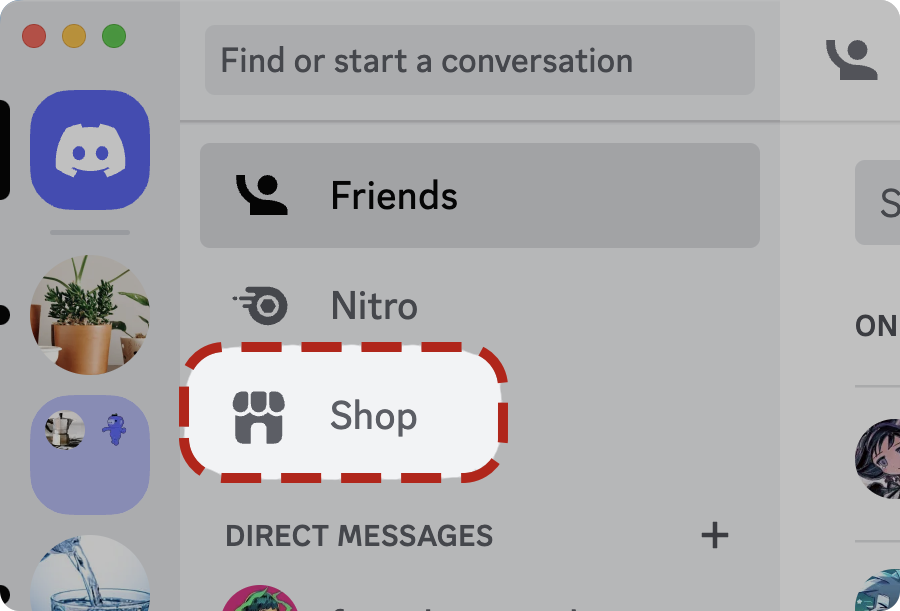 The “Shop” button highlighted on the desktop app.