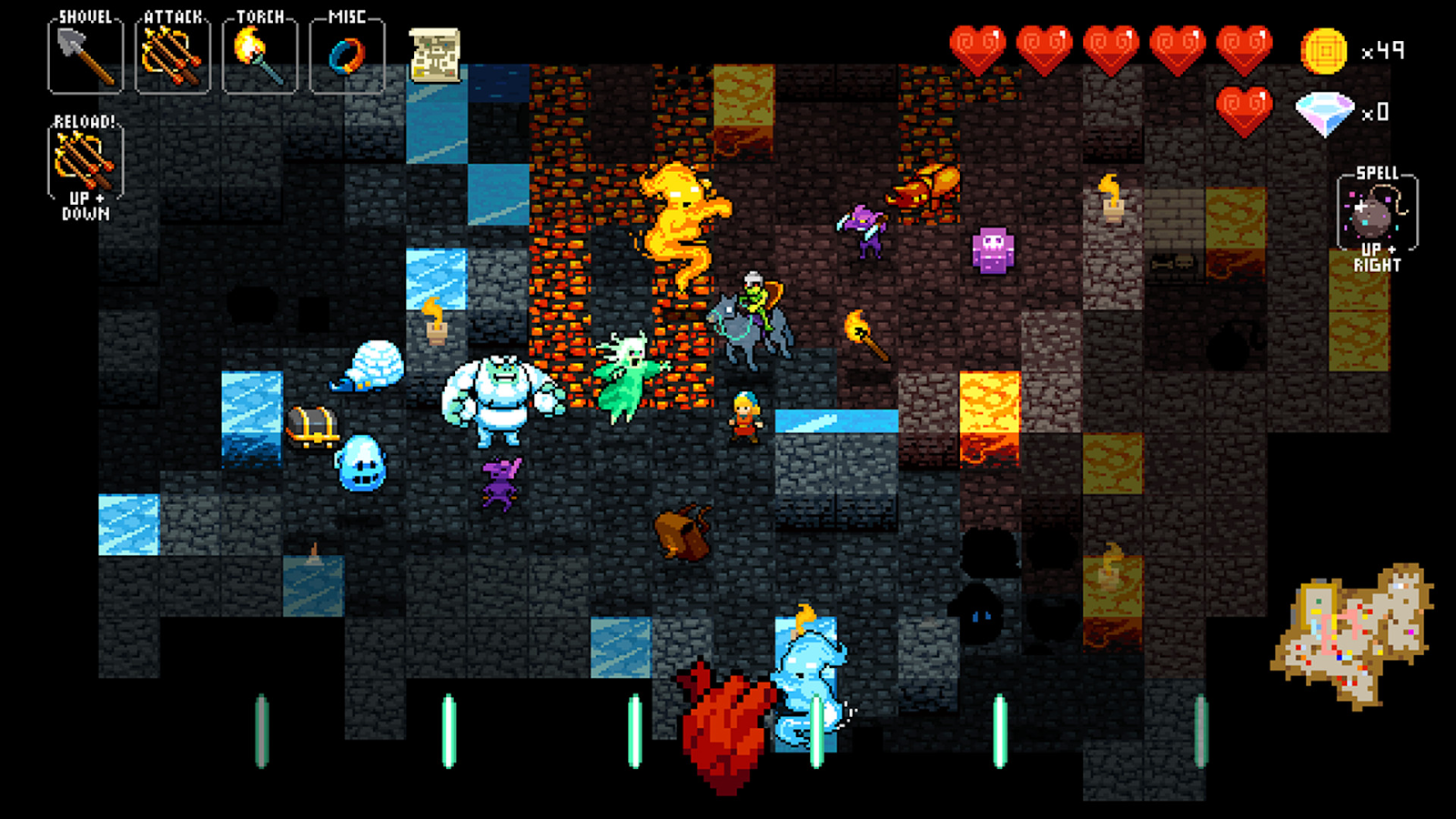 A screenshot from Crypt of the Necrodancer