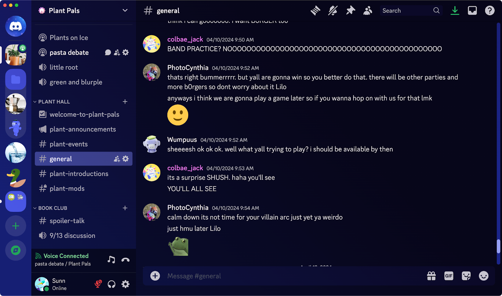 A preview of the new “Blurple Twilight” color Theme on the desktop Discord client.